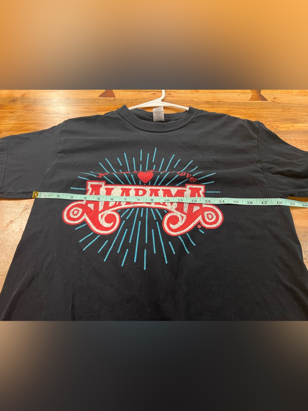 Gildan Black Short-Sleeve Tee with Red Alabama Logo and Teal Rays - Picture 6 of 7